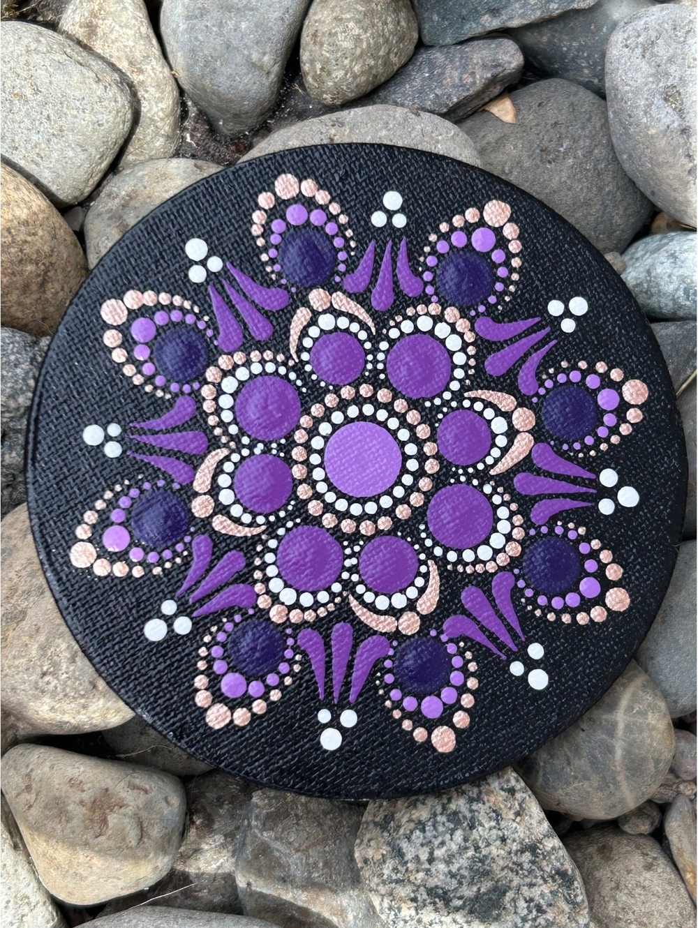 Purple Hand-Painted Mandala | Original Acrylic Art | 4” Magnet | Boho S012